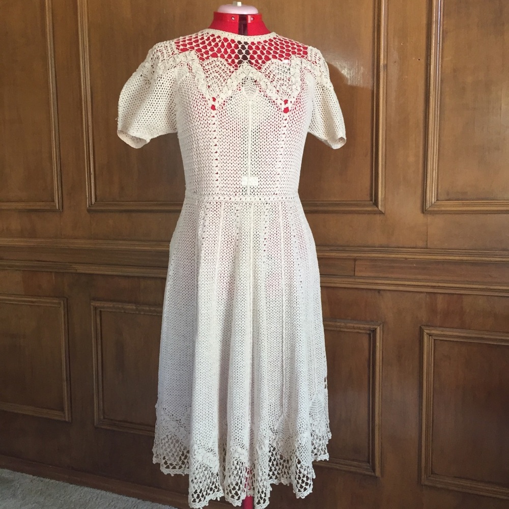 Hand crocheted vintage lace dress